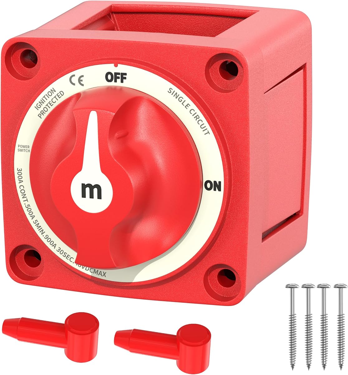 Battery Disconnect Switch 12V 48V Marine Battery Cut Off Switch 300A Heavy Duty Ignition Protected On/Off Battery Kill Switch for Car Boat RV ATV UTV Vehicles