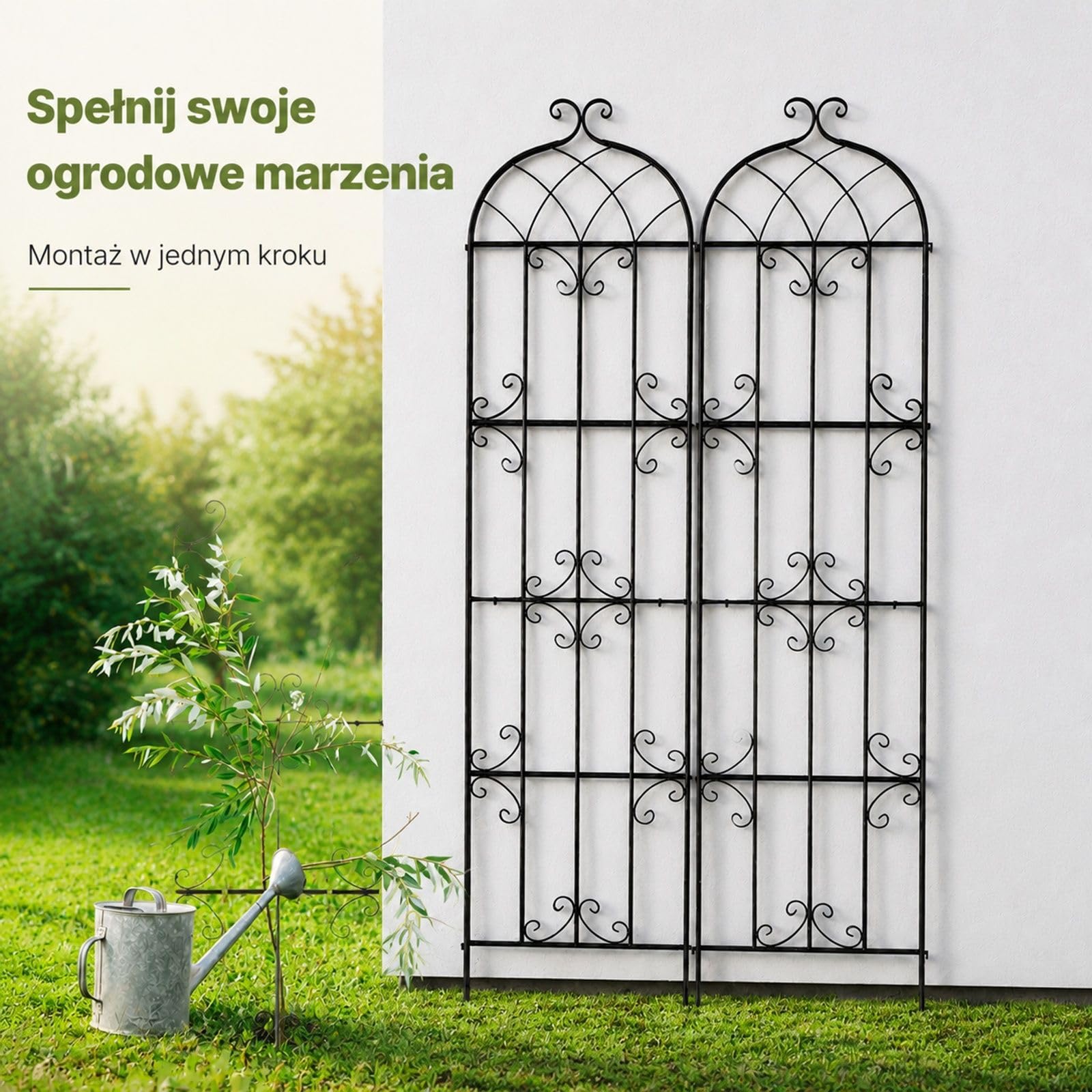 Kratka ogrodowa zestaw 2 sztuki, czarny metal Q195, podpora do róż, powojników, ogórków, na podwórko i trawnik