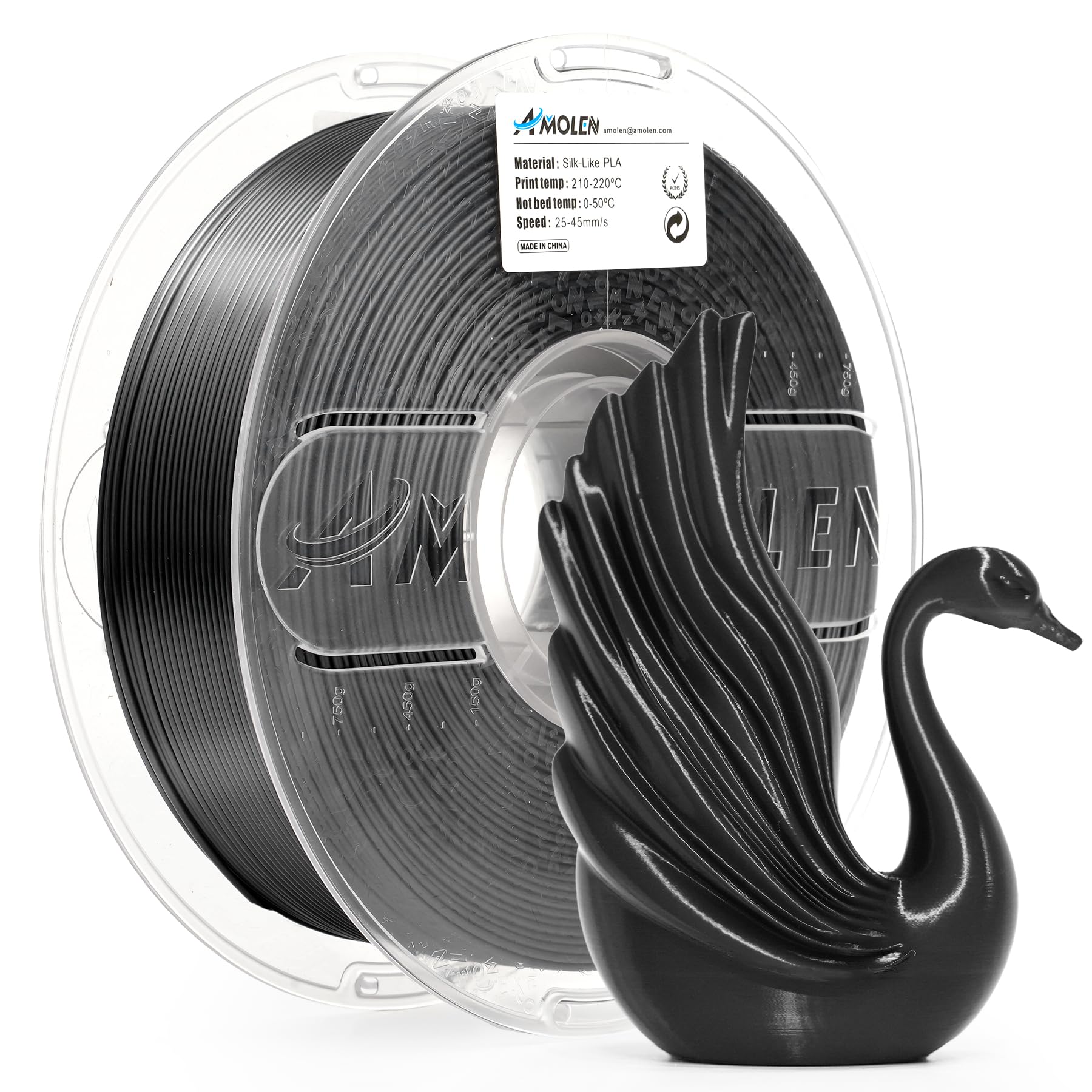 AMOLEN Filament PLA Filamento para Impresora 3D de Madera Oscura, Filamento PLA de 1,75 mm, 1 kg/2,2 lb, Precisión Dimensional +/- 0,02 mm