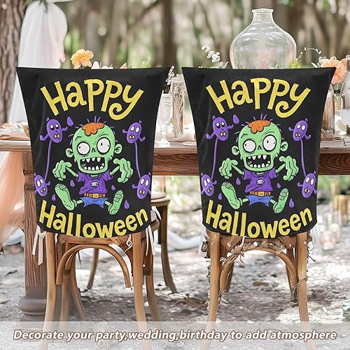 Miniatura 6 de Happy Halloween Cartoon Cute Zombie Decorative Chair Slip Covers for Home Decor Anti-Dust Kitchen Chair Covers cubre sillas para comedor Set of 6