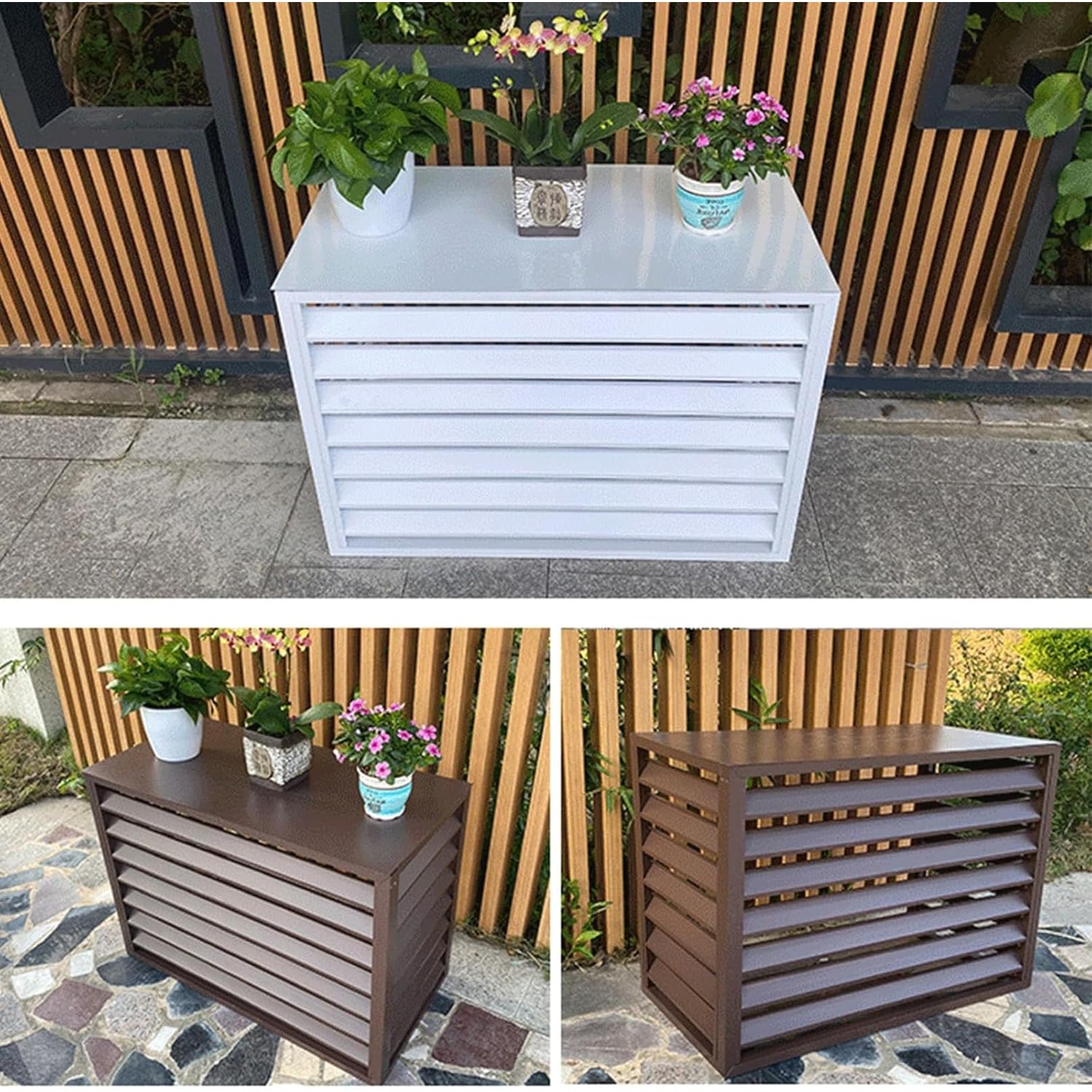 Coperture Per Climatizzatori Centrali Unità Esterne, Copertura in Alluminio, Griglia Decorativa Dell'otturatore, Dissipazione, Recinzione For La Privacy Della Lega di Alluminio 120×150×70(5P)