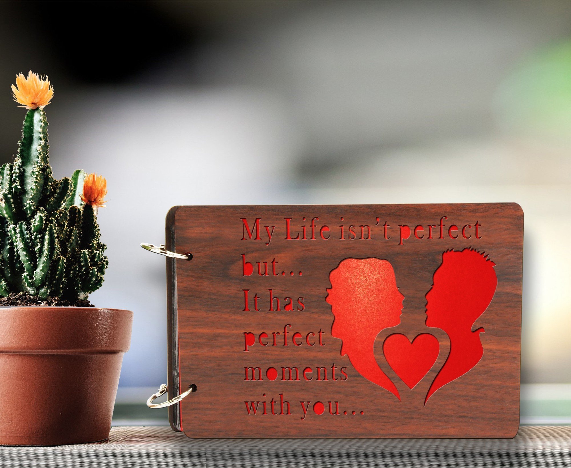 SEHAZ ARTWORKS My Life with You Wooden Scrapbook Photo Album for Memorable Gift on Boyfriend Girlfriend Husband Wife Spouse Birthdays, Valentines Day, Anniversary, Monthsary for Couples