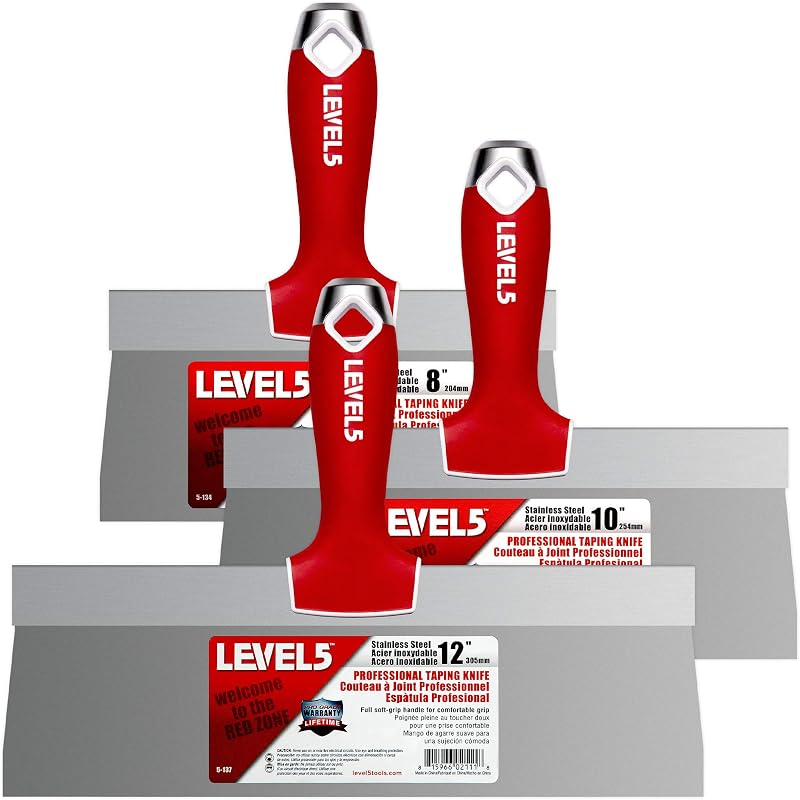 LEVEL5 Stainless Steel Taping Knife 3-Pack w/Soft Grip Handles | 5-619