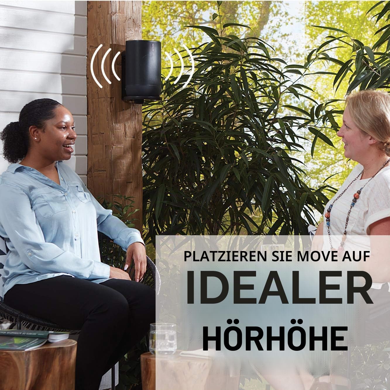 Sanus Halterung für Sonos Move Lautsprecher für den Innen- und Außenbereich, platzsparend, wetterbeständig, WSSMM1-B2 (schwarz)