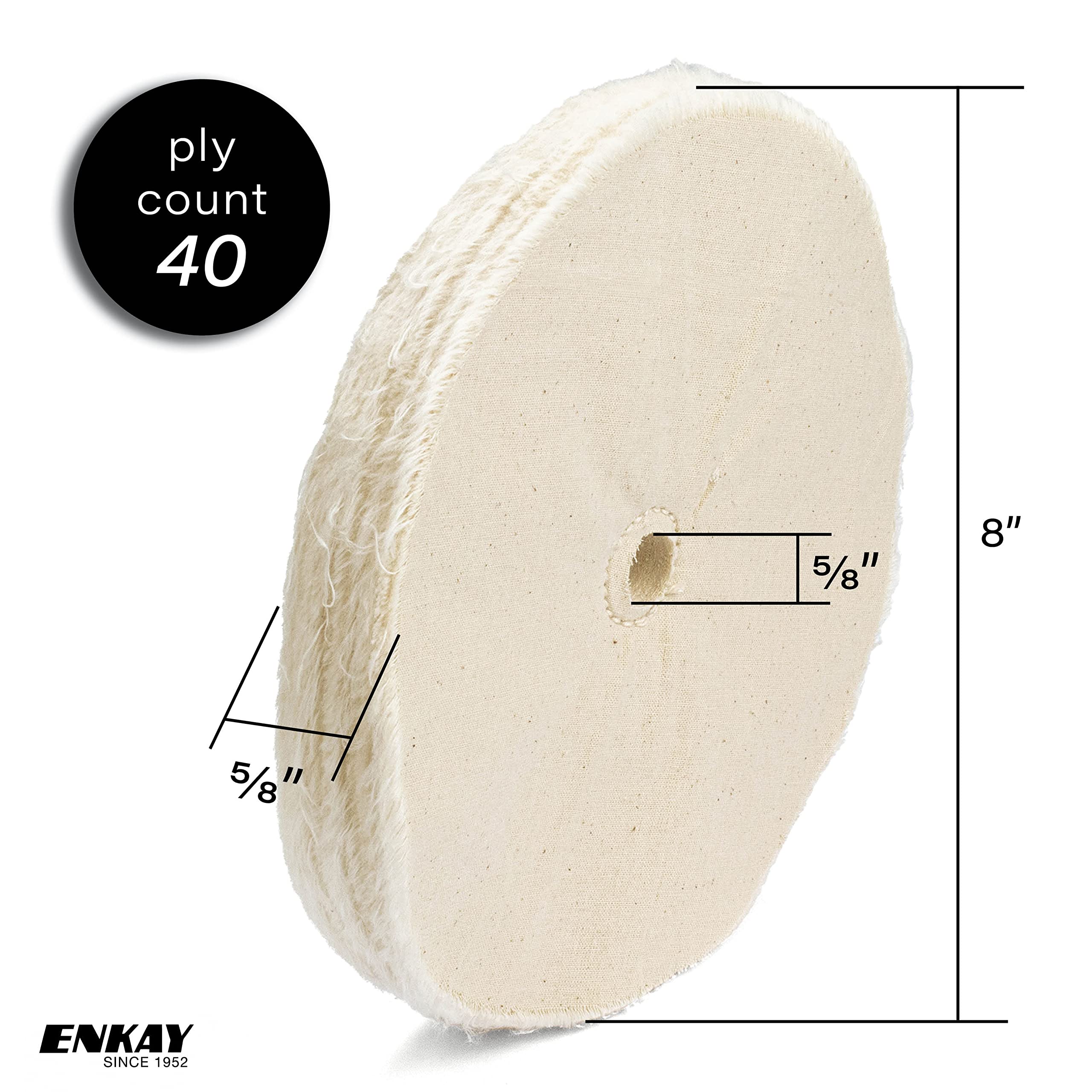 AmacCupid 8-Inch Cotton Buffing Wheel Kit – 5/8-Inch Arbor, 2 Wheels (White & Yellow) For Bench Grinder Polishing – Jewelry, Glass, Metal, Wood