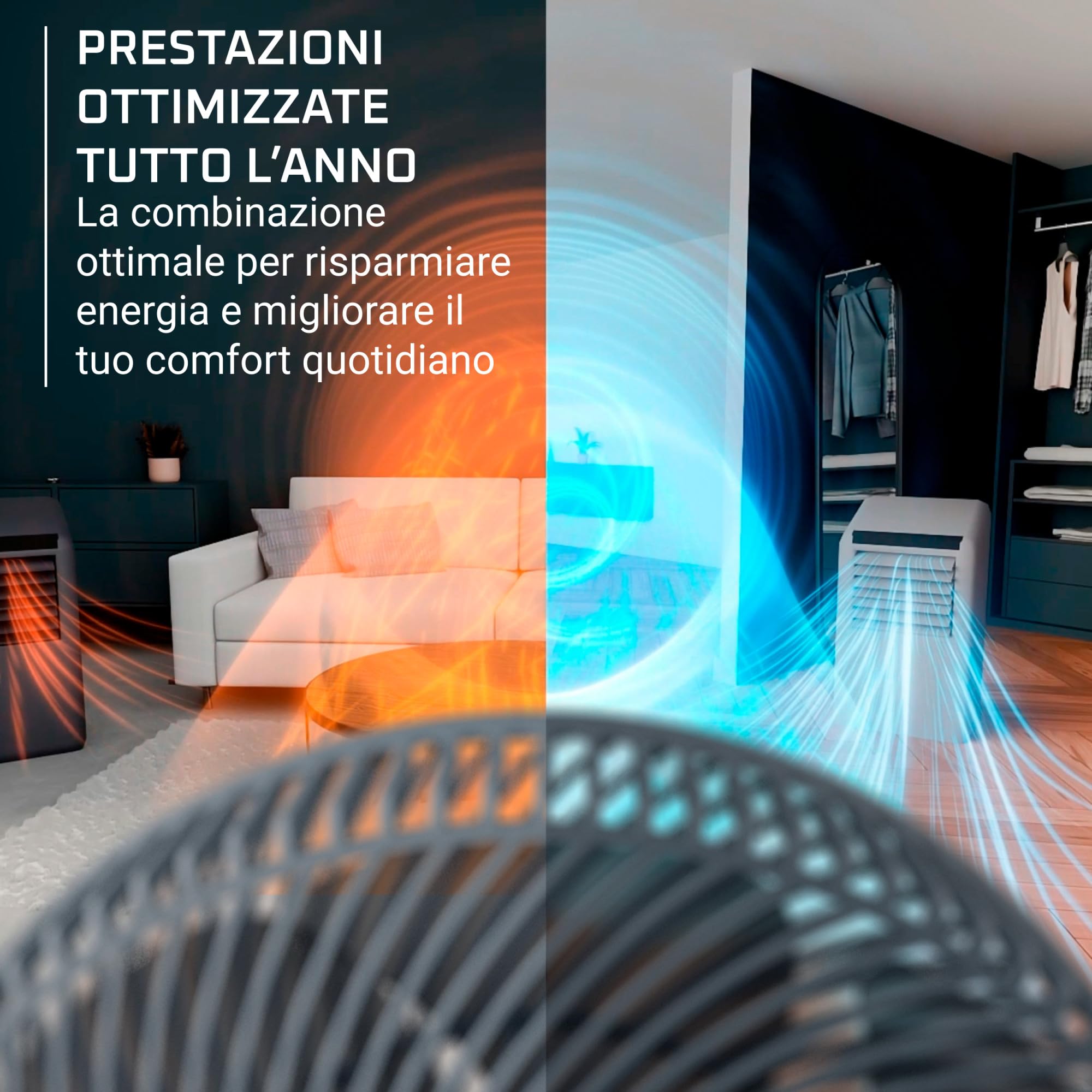 Rowenta Turbo Swift Silence, Ventilatore a Piantana, Freschezza Intensa e Silenziosa, Oscillazione Multidirezionale, QV5041F0
