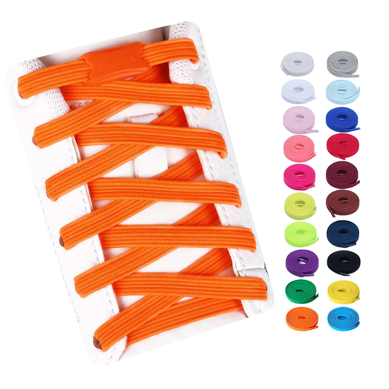 Booyckiy Elastic No Tie Shoe Laces for Kids, Adults, Flat Stretch Shoelaces