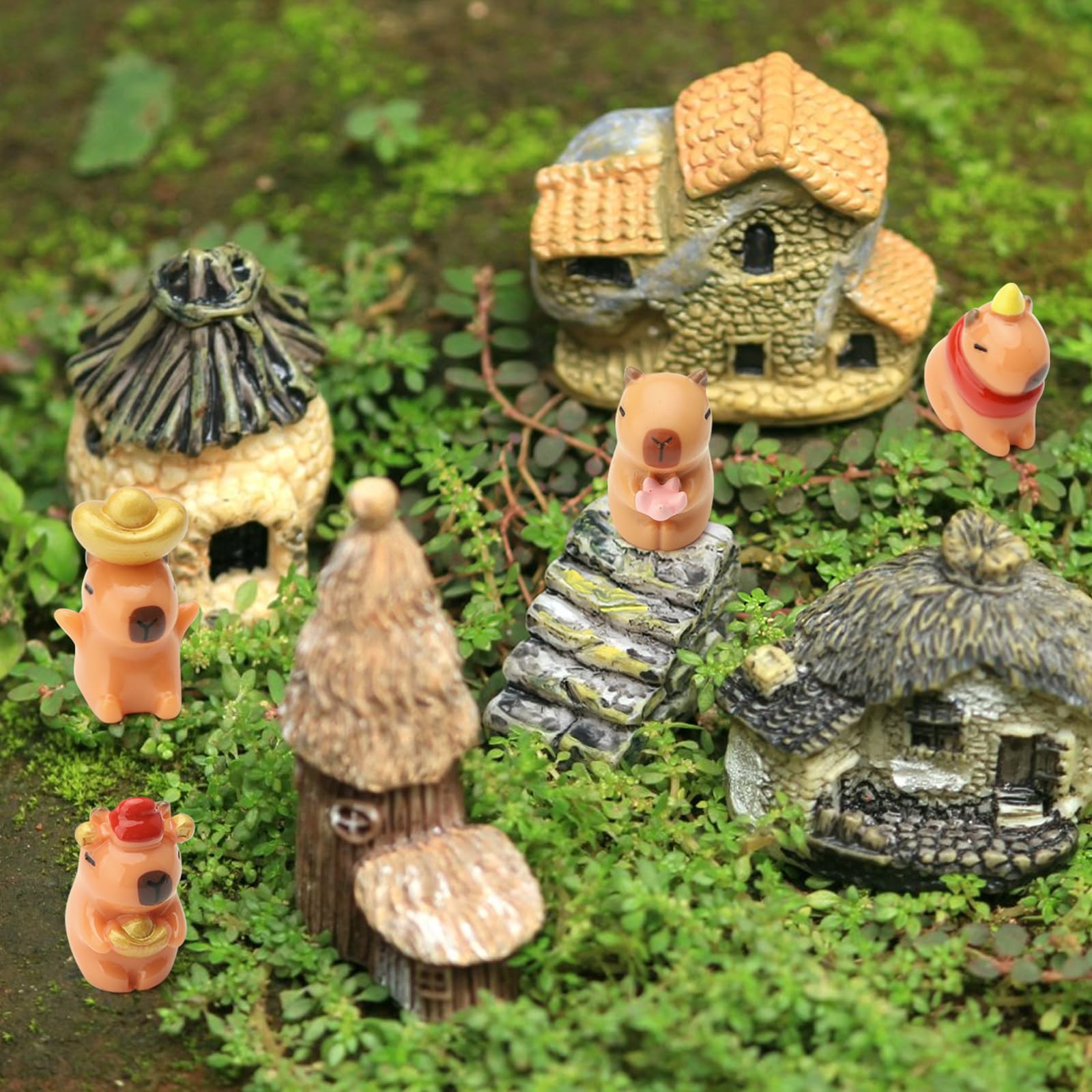 Mini Capybara zestaw 18 figurek do ciasta, mini Capybara, silikonowa, dekoracja do ogrodu wróżek, na urodziny, baby shower, imprezę, ciasto, domek dla lalek, biurko
