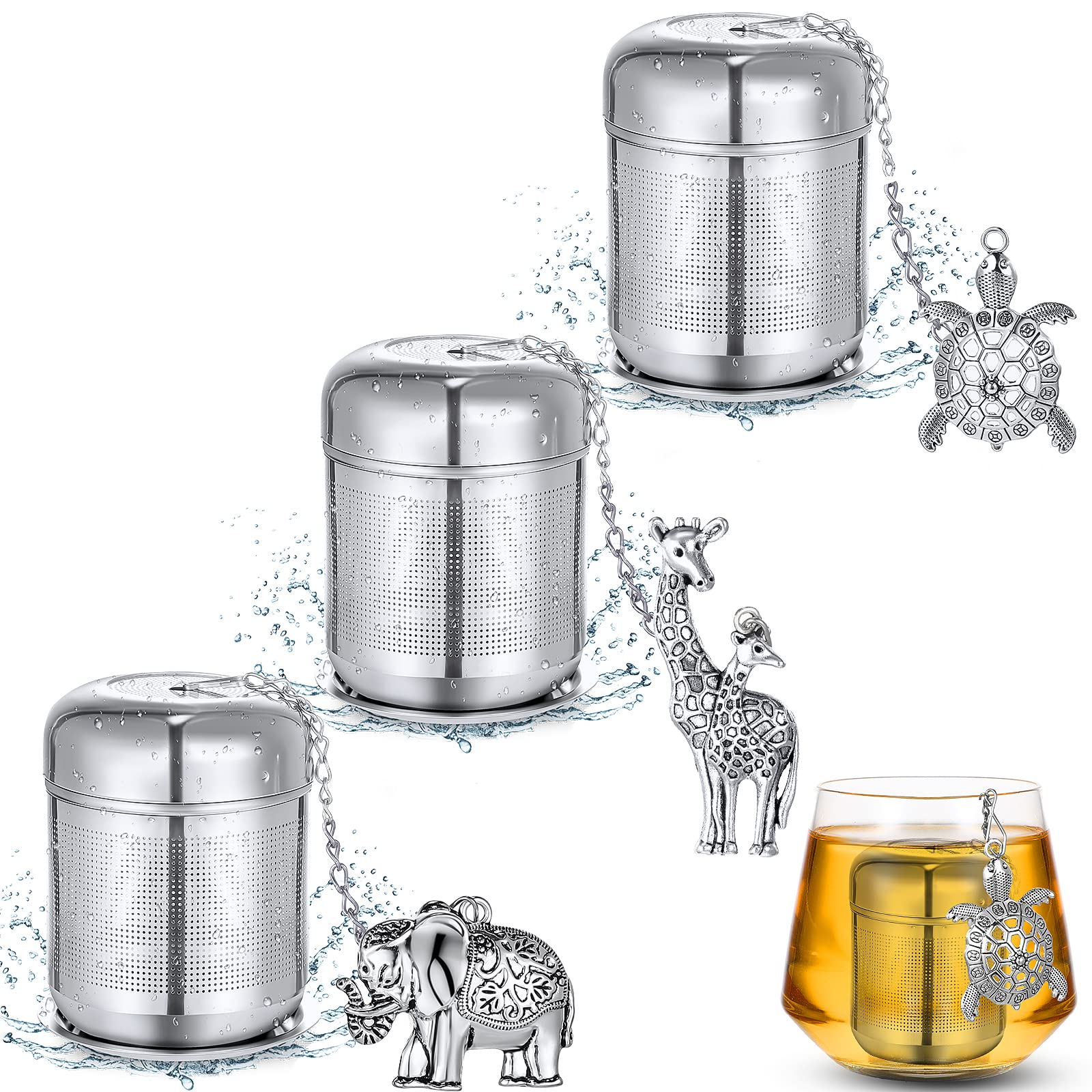 HISRFO Lot De 3 Infuseurs à Thé Avec Poignée Infuseur à Thé En Maille Snap Ball Passoire Feuilles Raides Fine Mesh Filtre Pince Busket Colador Infu