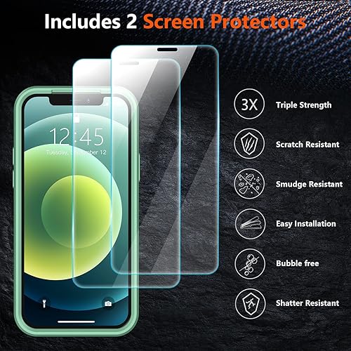 Miniatura 6 de SPIDERCASE Funda diseñada para iPhone 12iPhone 12 Pro, protección contra caídas de grado militar de 10 pies, con 2 protectores de pantalla de vidrio