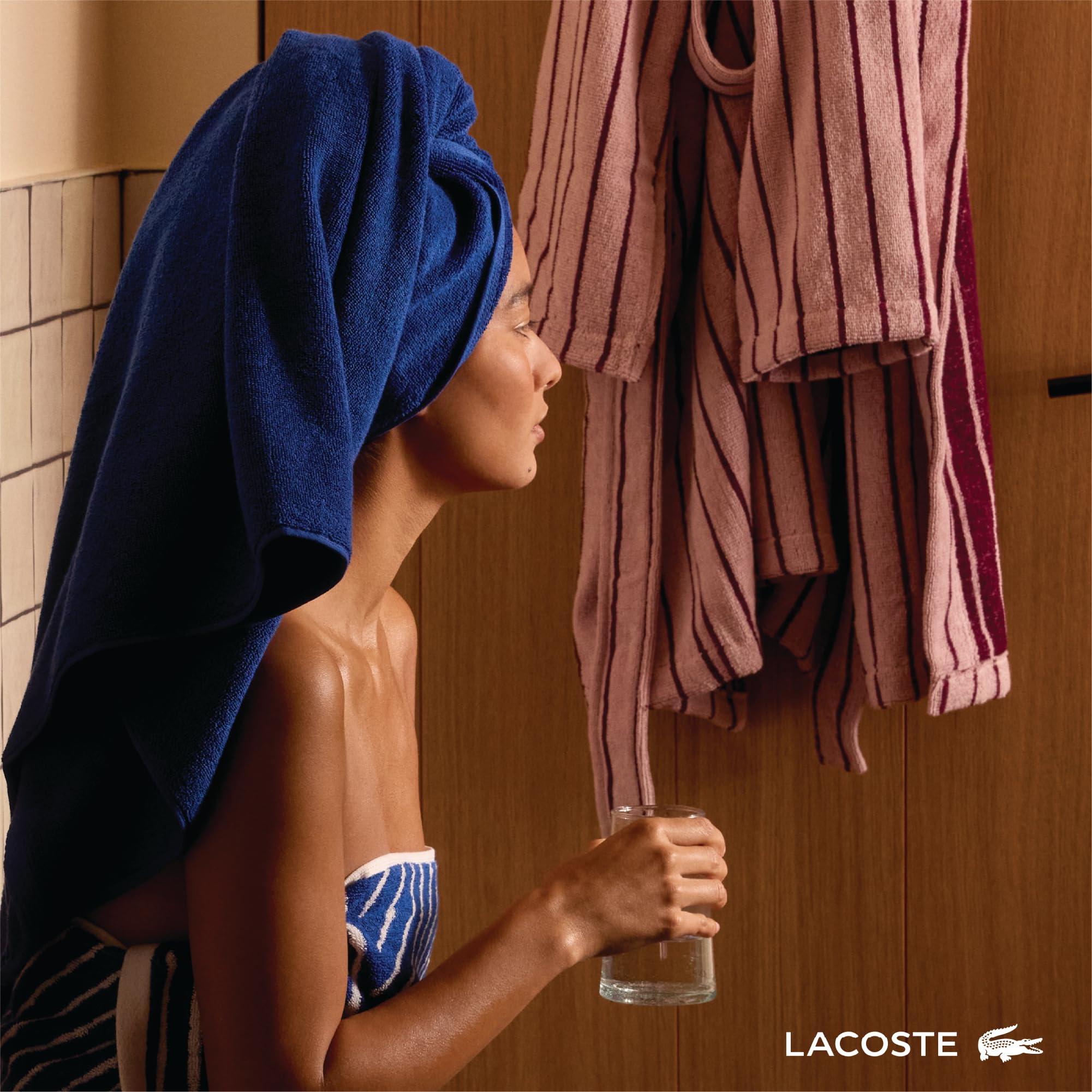 Lacoste Croc Scale 100% Cotton Towels – Highly Absorbent & Quick Drying, Premium Super Soft Bath Towel, Bathroom Essential, Gift for All Occasions, Machine Washable, Surf Blue, 13" x 13" Wash Cloth