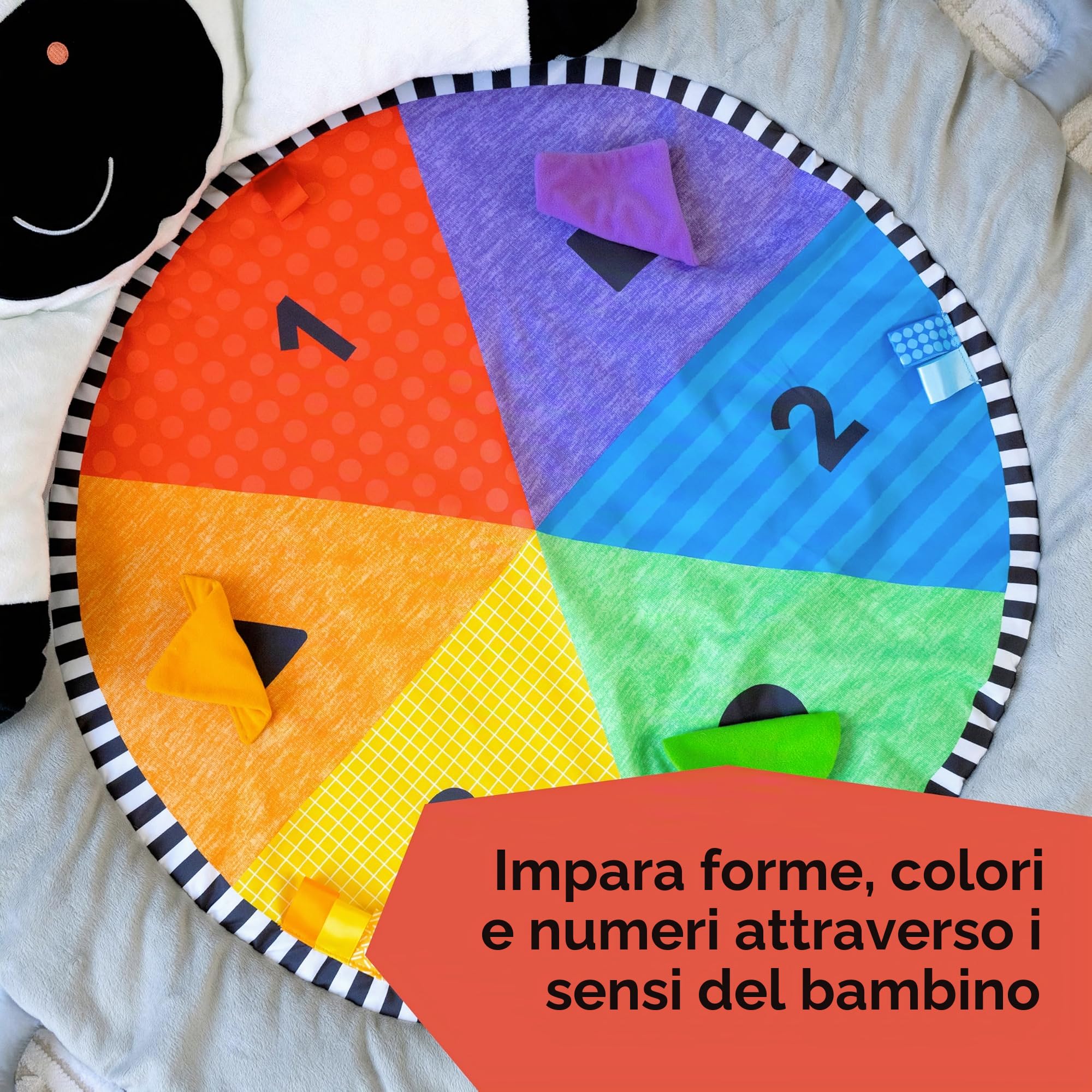 Baby Einstein Palestrina in peluche Zen’s Activity Milestones, con barra in legno, per neonati e bimbi, 0-12 mesi, lavabile in lavatrice