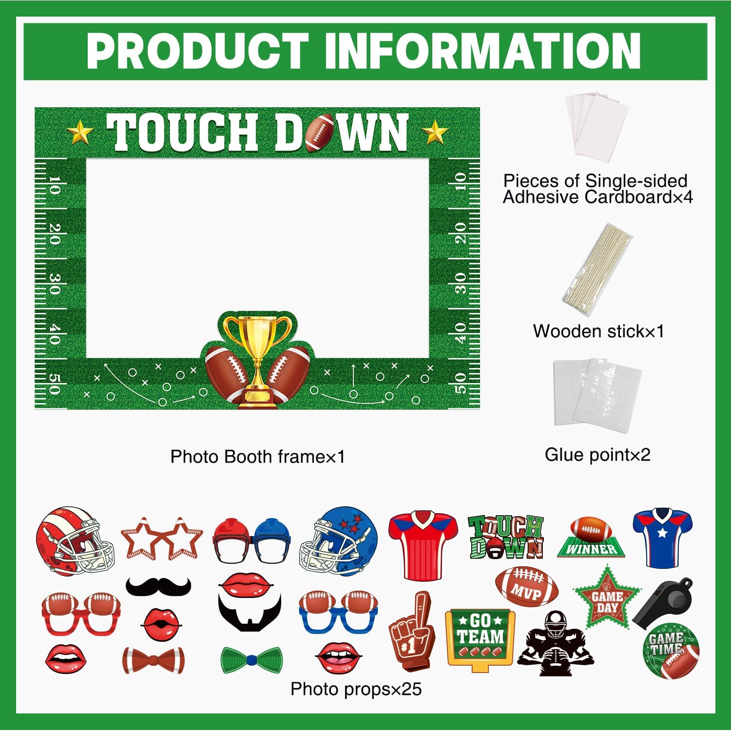 Football Decor, Football Party Decorations Set Includes Footbal l Picture Frame, 25Pcs Footbal l Photo Booth Props, Sports Themed Party Decorations for Game Time Tailgate - Image 4