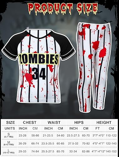 Vista 2 de 5 Pcs Halloween Zombie Costumes Scary Baseball Player Zombie Costume for Boys Kids Children Halloween Party Costumes