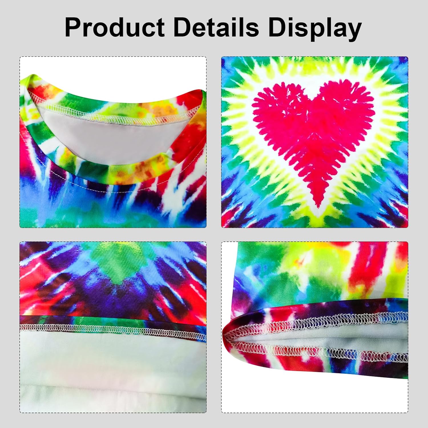 Hippie Costume for Men Women 60s and 70s colorful T-shirt sunglasses headband Peace necklace 4-piece theme party - Image 5