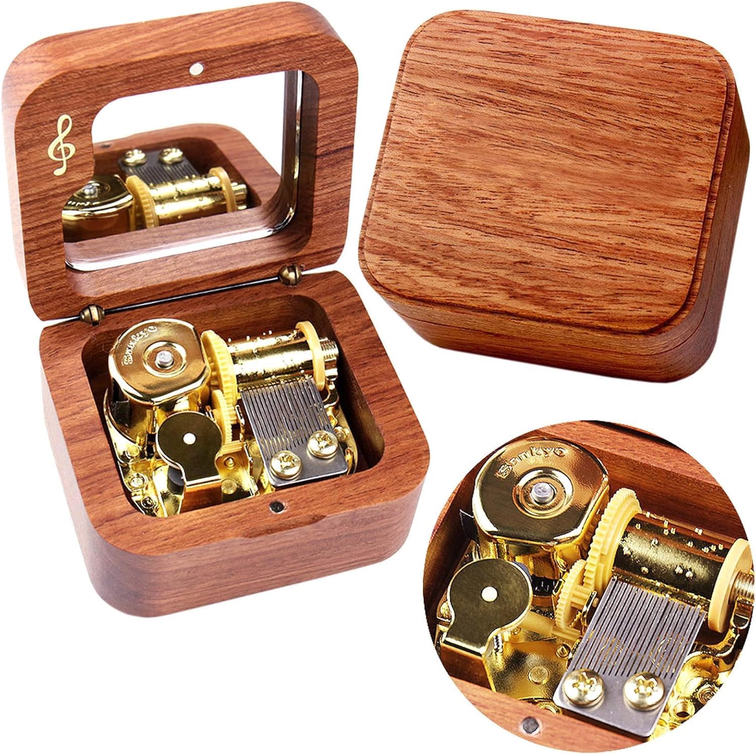 Sinzyo When You Wish Upon a Star Music Box Vintage Musical Boxs Gift for Birthday Valentine's Day Christmas Day(Walnut Wooden Box)