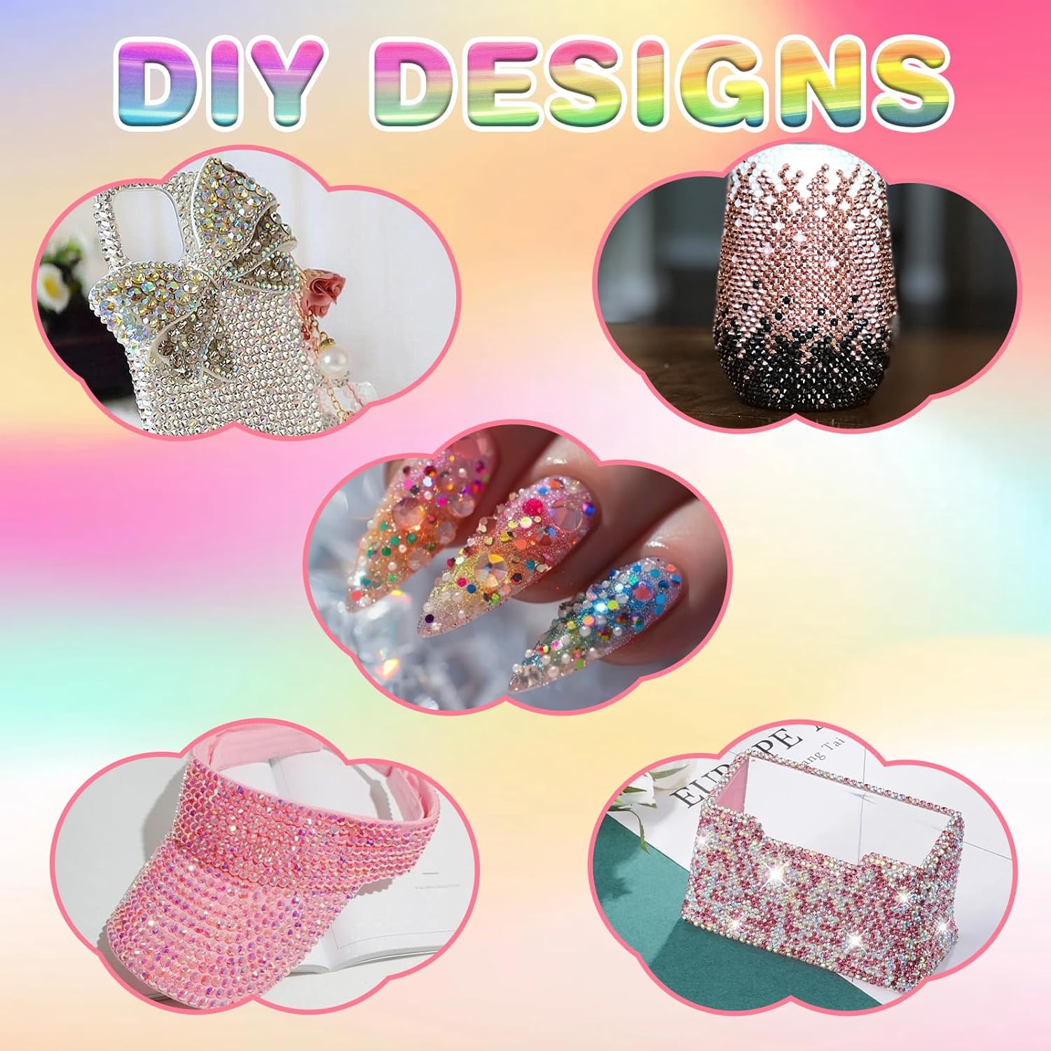 32000Pcs 40 Colors Resin Jelly Rhinestones for Bedazzling, Multicolor 3mm Flatback Gems for Diamond Art 3Pcs Jewelry Glue for Bedazzled Nail Art Makeup Crafting Book Shoes - Image 3