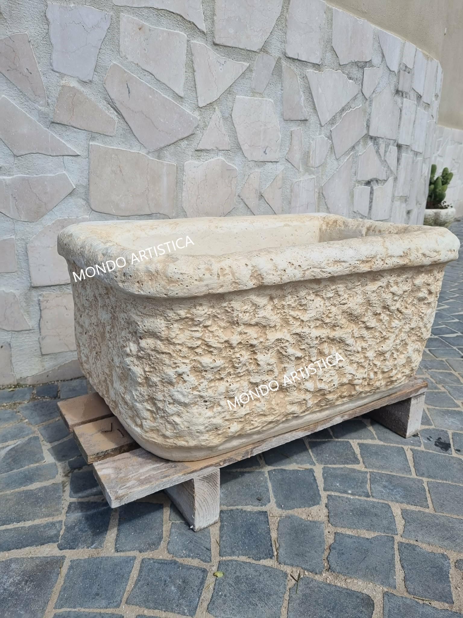 Lavandino Da Esterno In Cemento 60x37x30 Cm, Lavello Fontana da Giardino Artigianale, Resistente Alle Intemperie, Antigelo