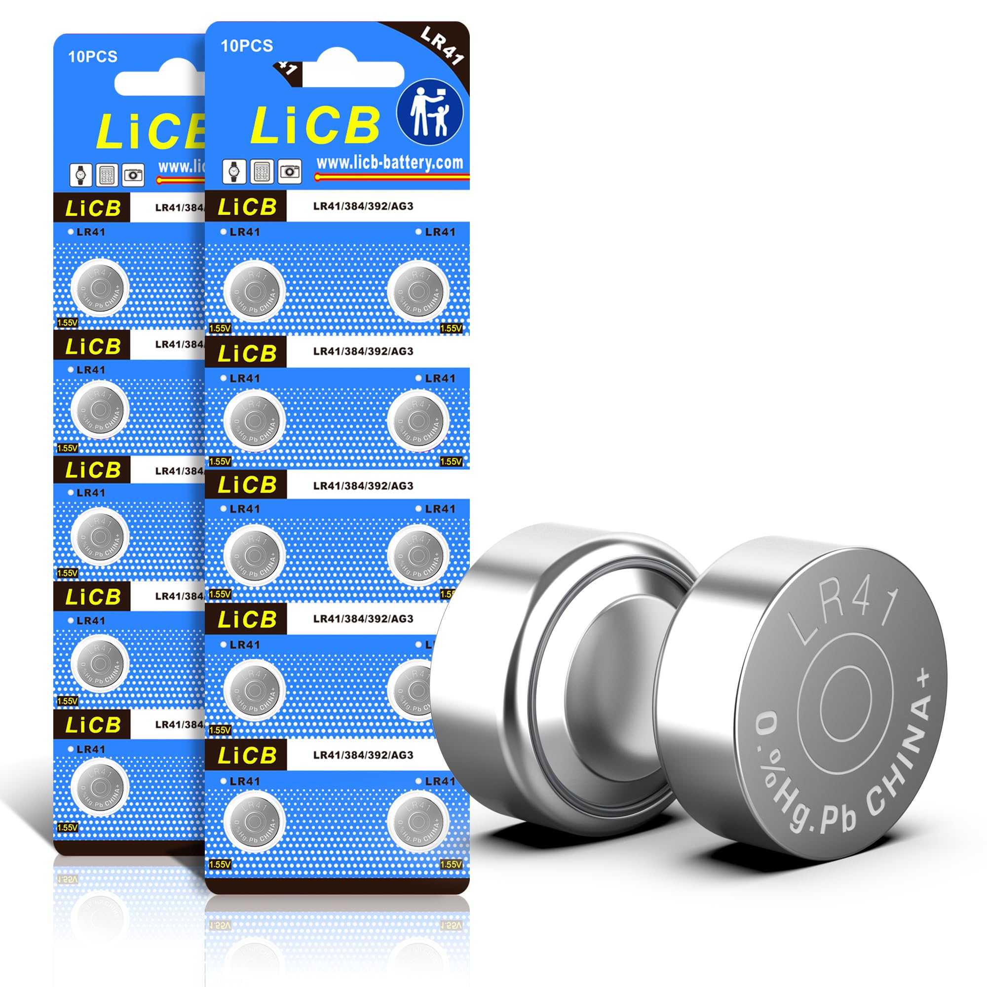 Amazon.com: LiCB 20 Pack LR41 AG3 392 384 192 Battery 1.5V Button