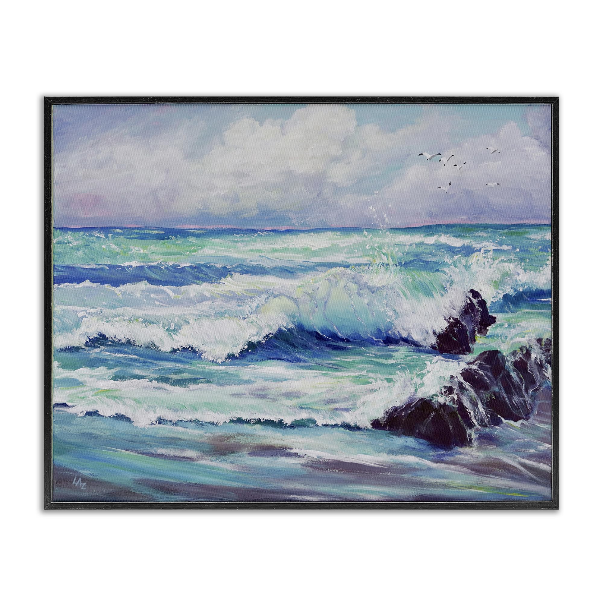 Stupell Industries Midnight Black (Textured) 'Down By The Sea'| Framed Giclee Art