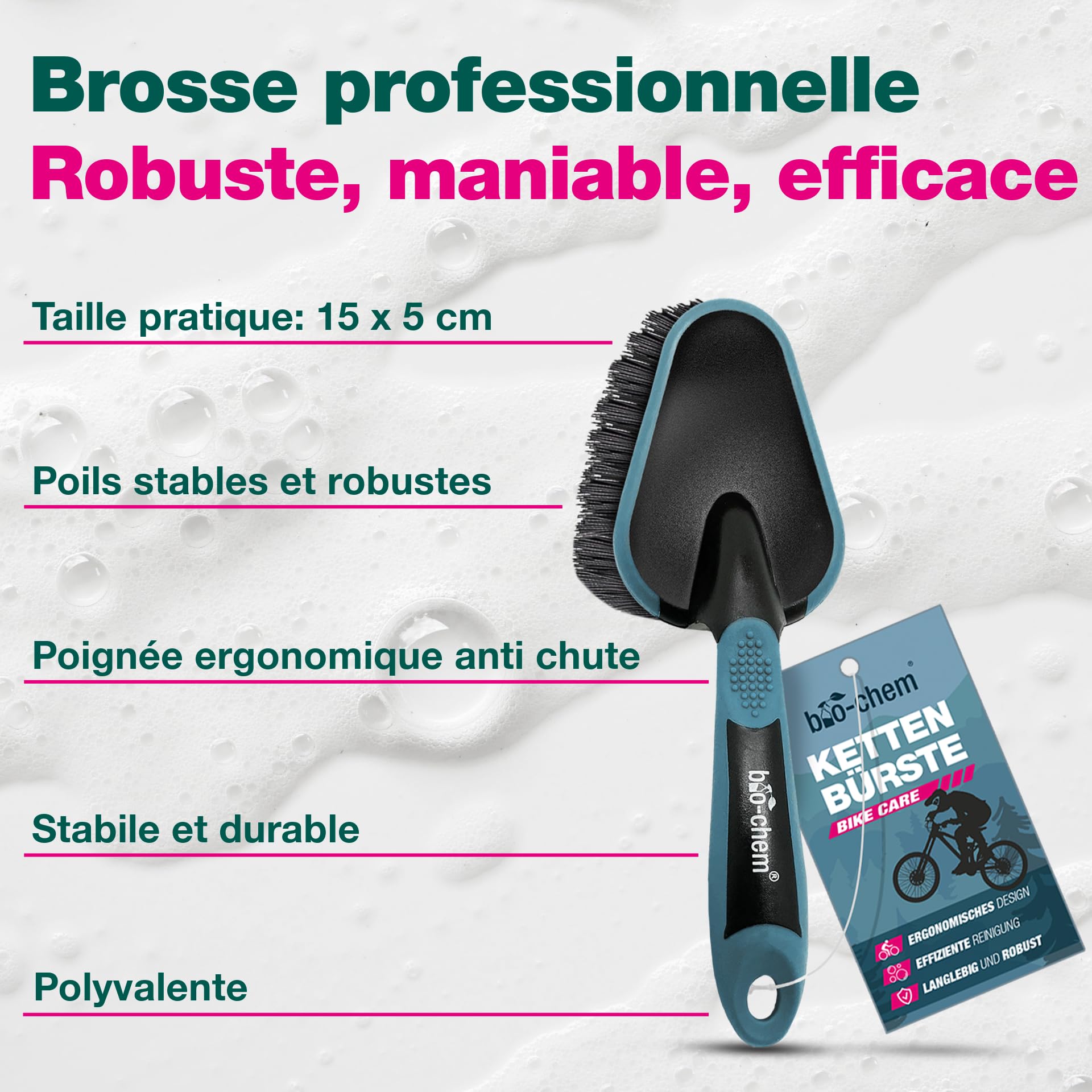 bio-chem Nettoyant pour chaine de vélo 0,75L + brosses + chiffon | Degraissant chaines velos de route, vtt - Produit écologique de nettoyage transmission bicyclette, velo route
