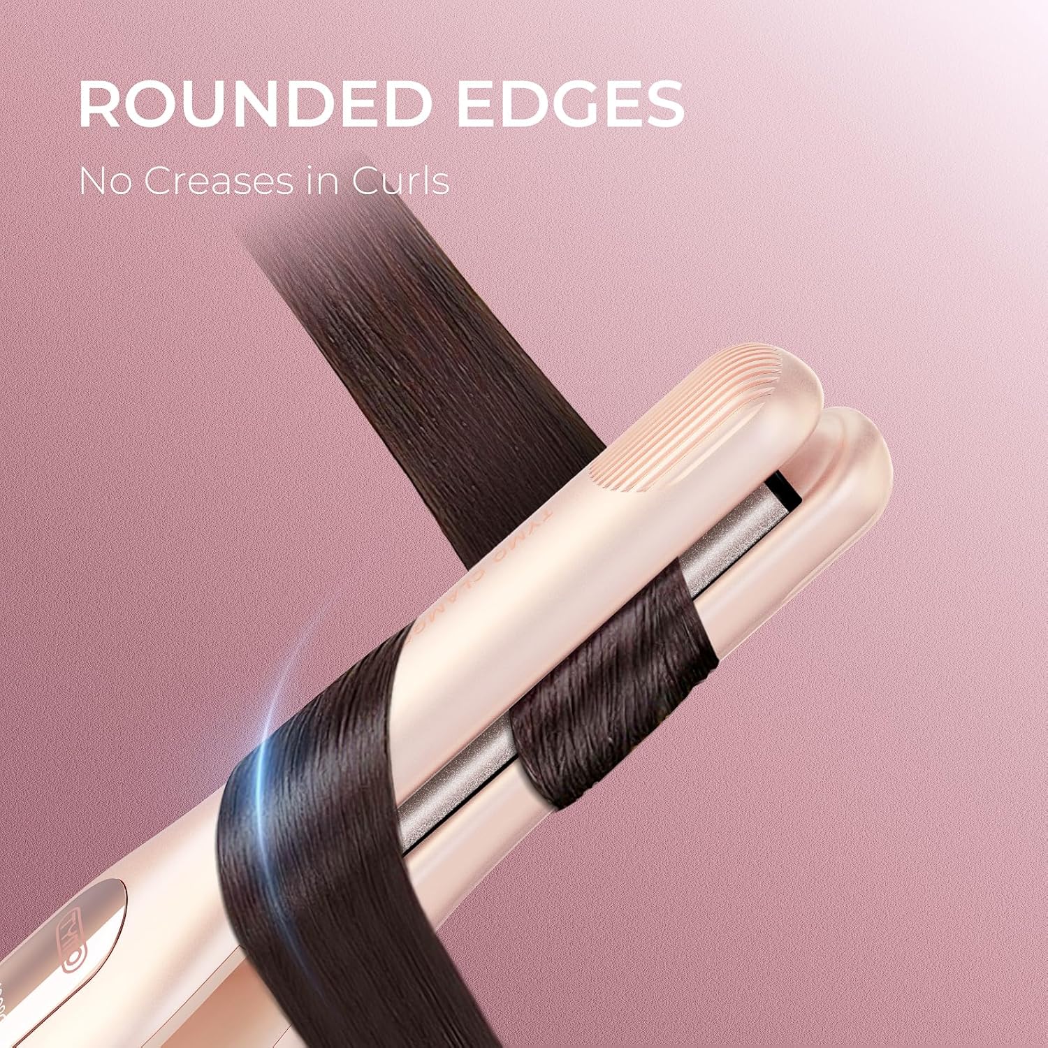 TYMO Cordless Mini Flat Iron for Short Hair, Portable 0.65 Inch Curling Iron for Travel, Hair Straightener and Curler 2 in 1, Ceramic Small Pencil Flat Iron with Curved, Dual Voltage, Pink