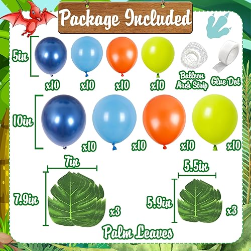 Miniatura 2 de 115 piezas de decoración de fiesta de cumpleaños de dinosaurio para niños, decoración de pastel de dinosaurio, kit de globos de dinosaurio,