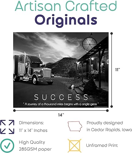Miniatura 2 de Inspirational Wall Art Co. - Éxito - Pósteres de citas de motivación de millas de camiones - Impresión de envío de regalo, convoy de conductor