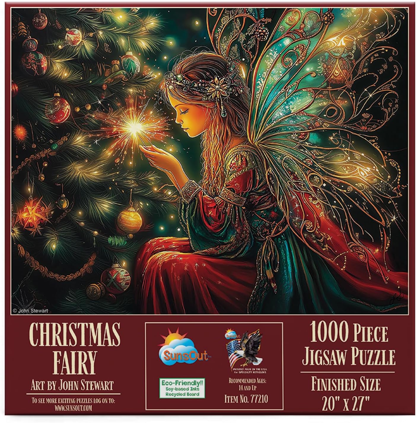 SunsOut Christmas Fairy 1000 Piece Jigsaw Puzzle for Adults - Finished Size: 20" x 27" by Artist: John Stewart