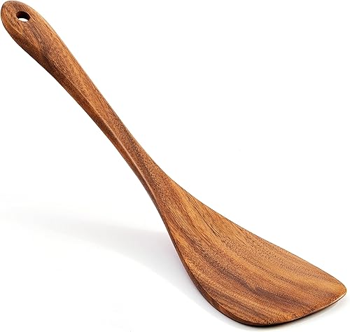 Jilla-hla Espátula de madera para mano izquierda, espátula de mango largo, madera de acacia para wok antiadherente y uso en cocina Jilla-hla Espátula de madera para mano izquierda, espátula de mango largo, madera de acacia para wok antiadherente y uso en cocina