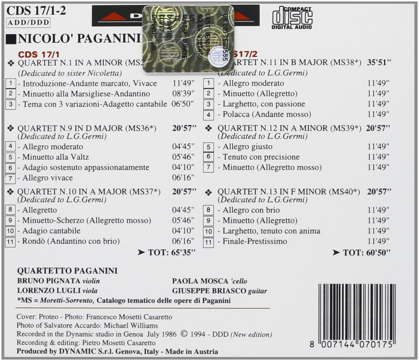 15 Quartets For Strings & Guitar