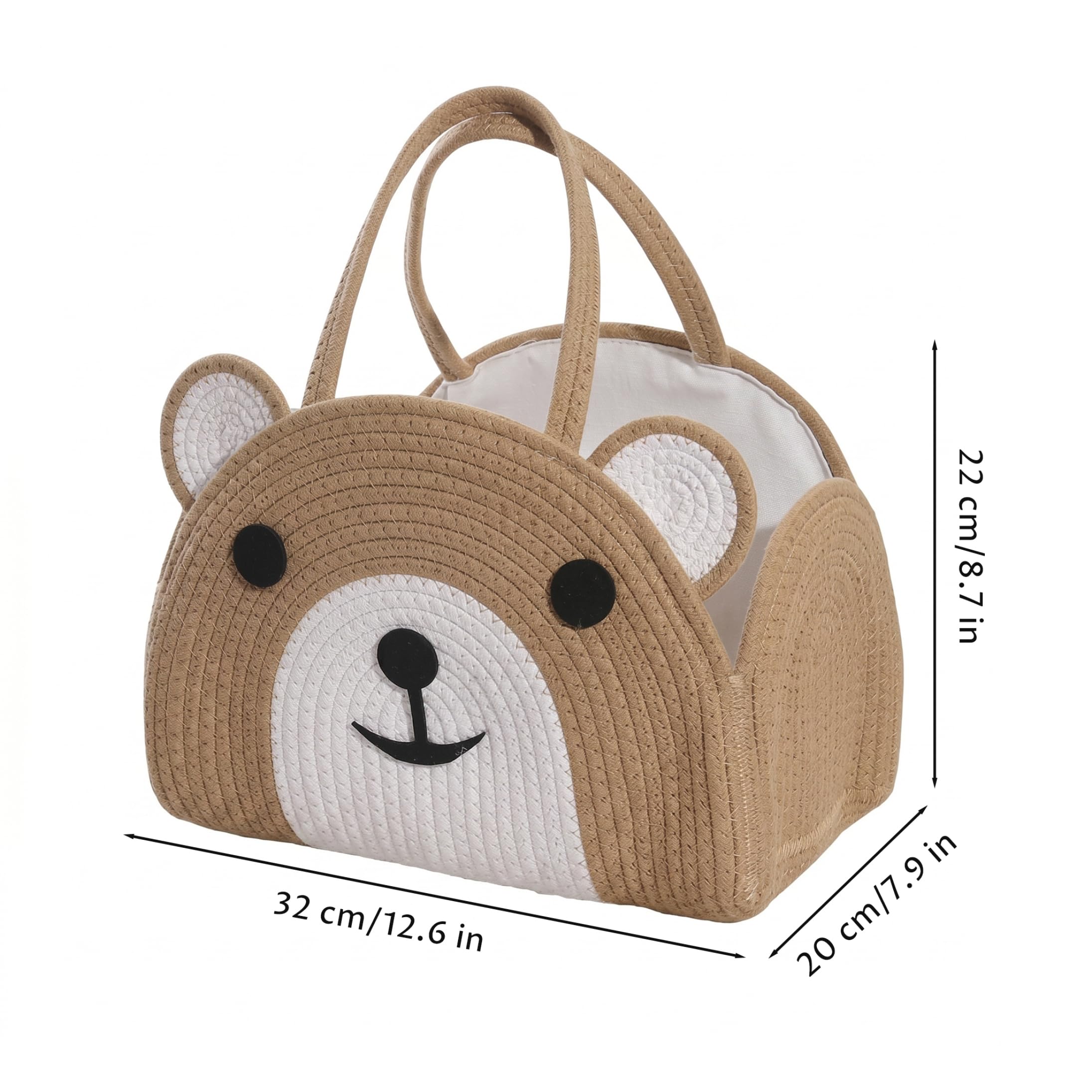 Baby Caddy - Organizador de pañales para bebé, cuerda de algodón, elegante bolsa de almacenamiento para guardería para ducha y viajes, marrón, 32 x 22 x 20 cm