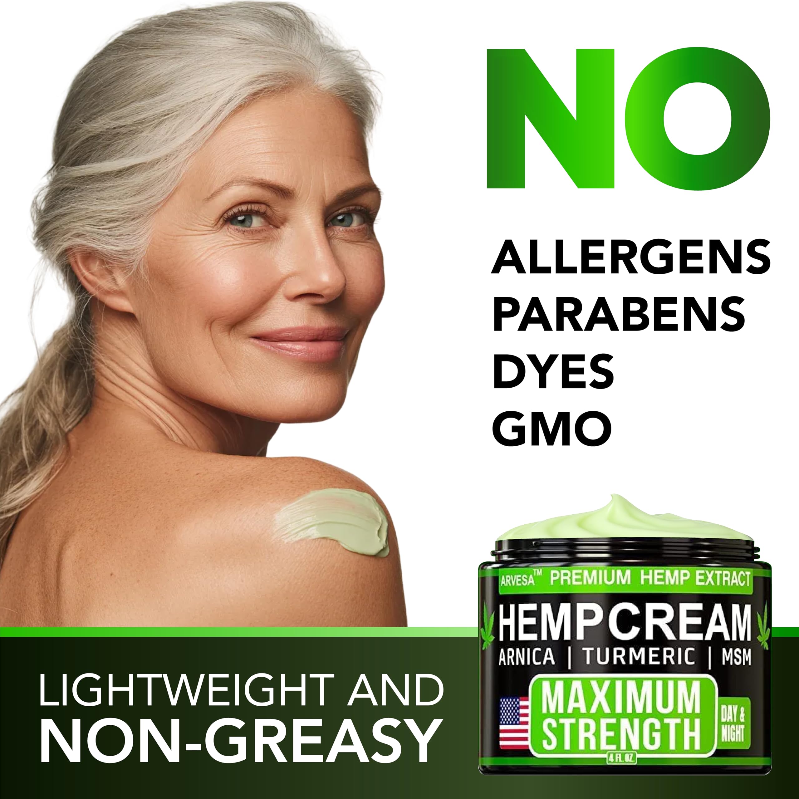 Hemp Cream Maximum Strength with Glucosamine, Arnica, Turmeric - Non-Greasy — Amazon image 4