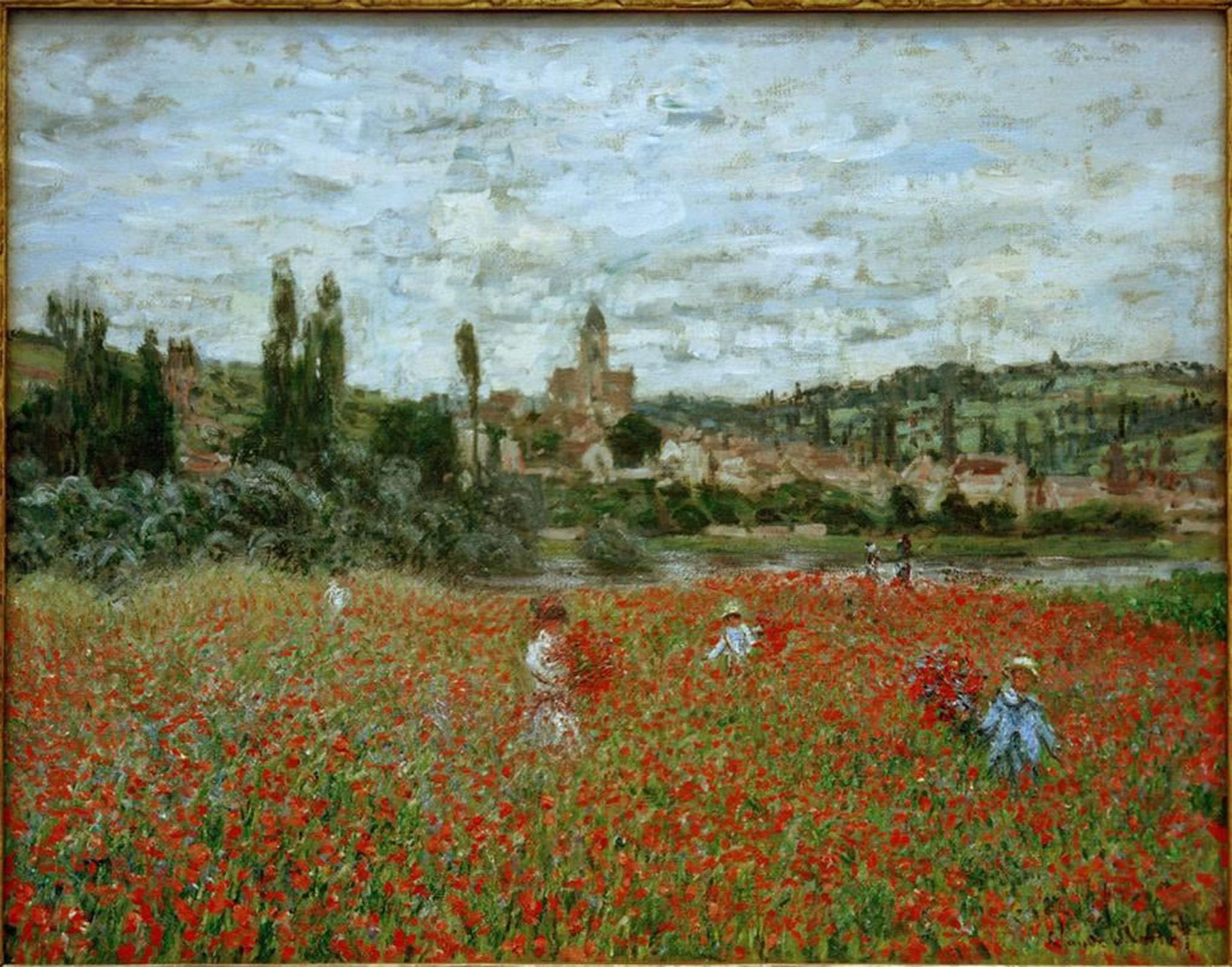 Artxlxxbn No Frame Famous Prints Artwork Pictures Poster Painting Art Poppy Field Near Vétheuil By Claude Monet Artwork Landscape Pictures For Home Decor 60X90cm