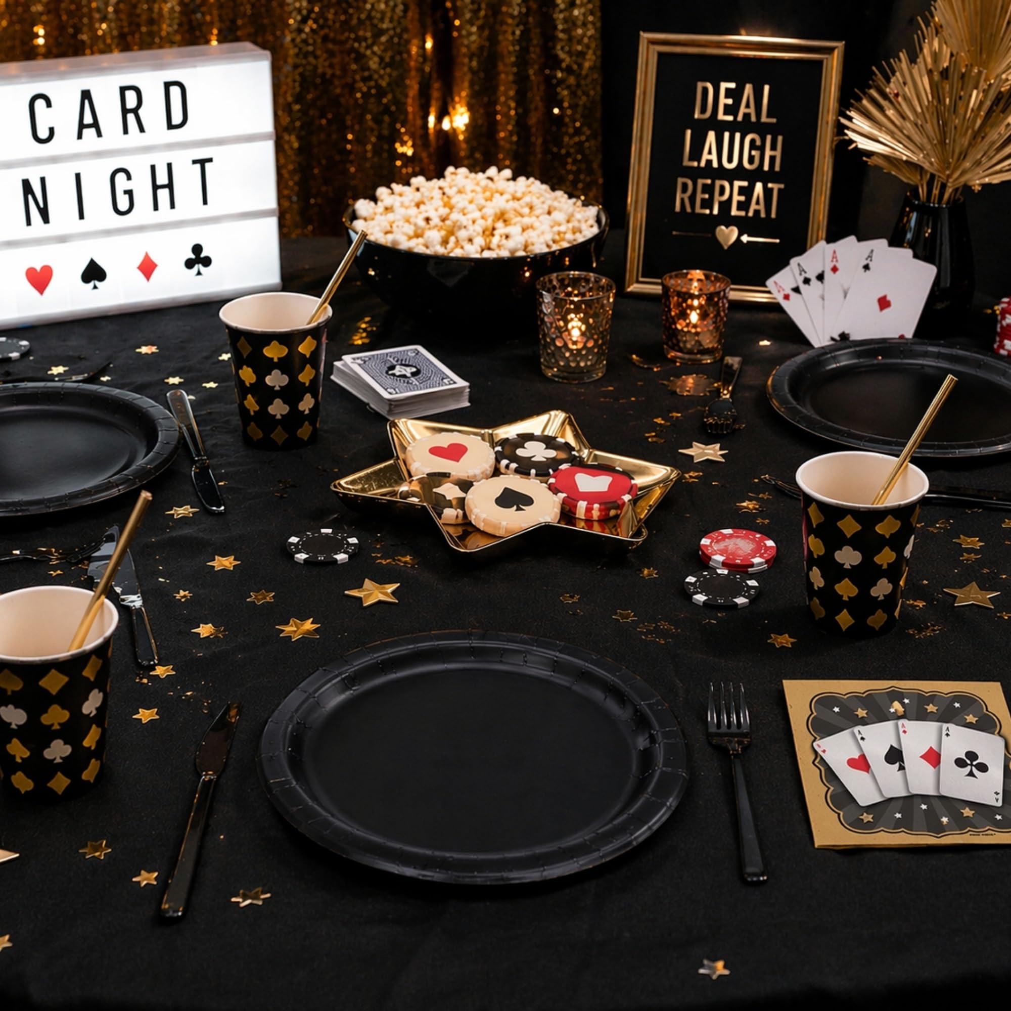 Carta per feste, casinò Poker, e magiche feste, copertine per tavolo da notte, rosso, nero e bianco (confezione da 2)