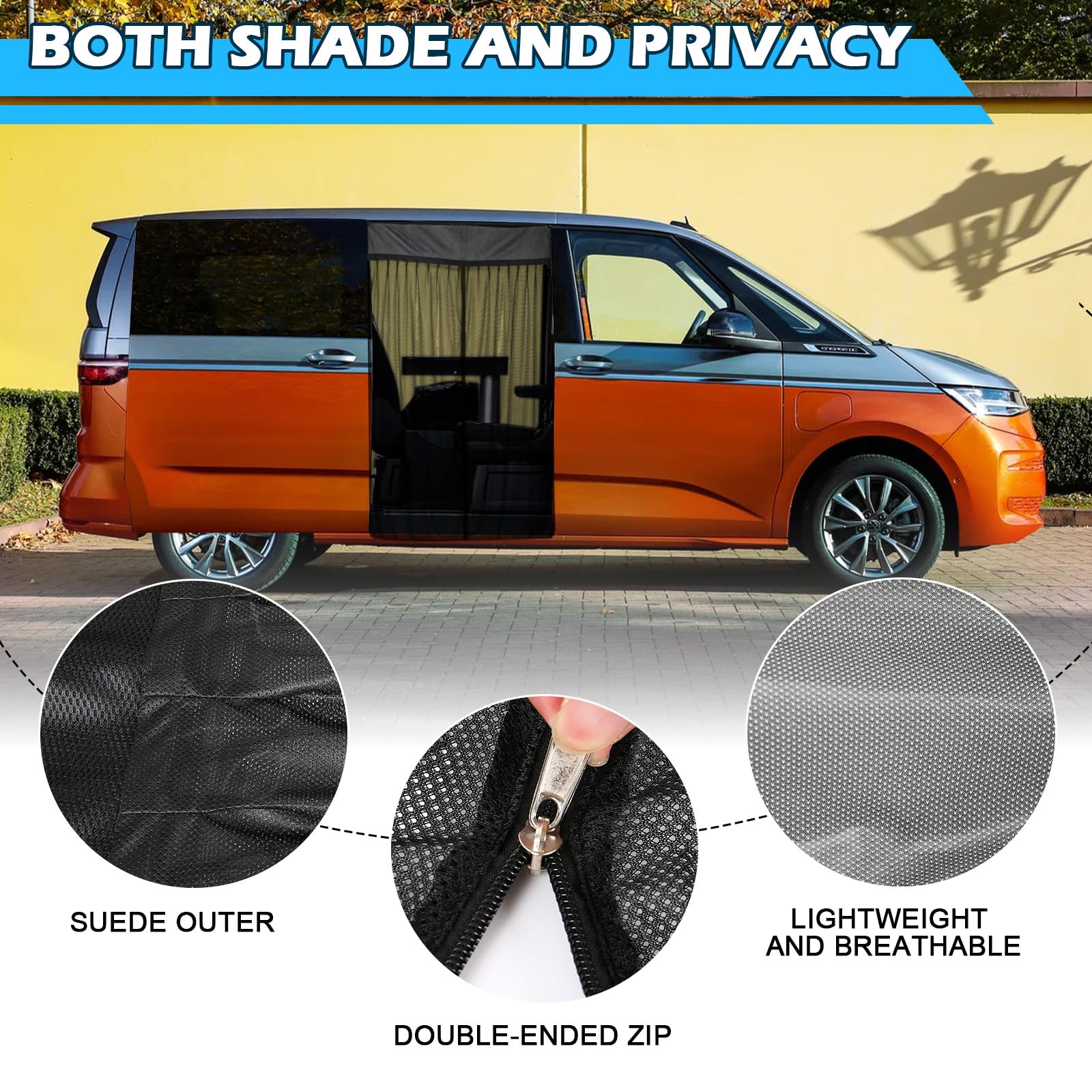 siatka chroniąca przed owadami zamienna dla VW T7 2022-2025, siatka na szyby boczne samochodu, jednowarstwowa siatka z magnesem, oddychająca siatka moskitierska na zewnątrz do kempingu