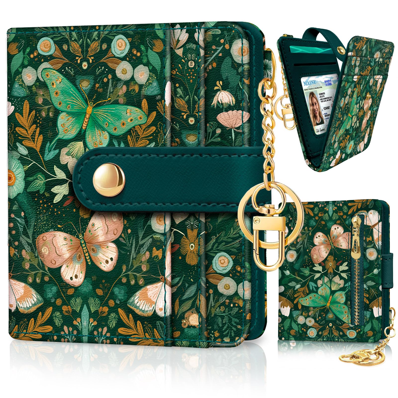 Jogjam Rfid Ladies Wallet, Small Slim Thin Compact Credit Card Women Wallet, PU Leather Bifold Cash Zipper Coin Pocket ID Window for Female