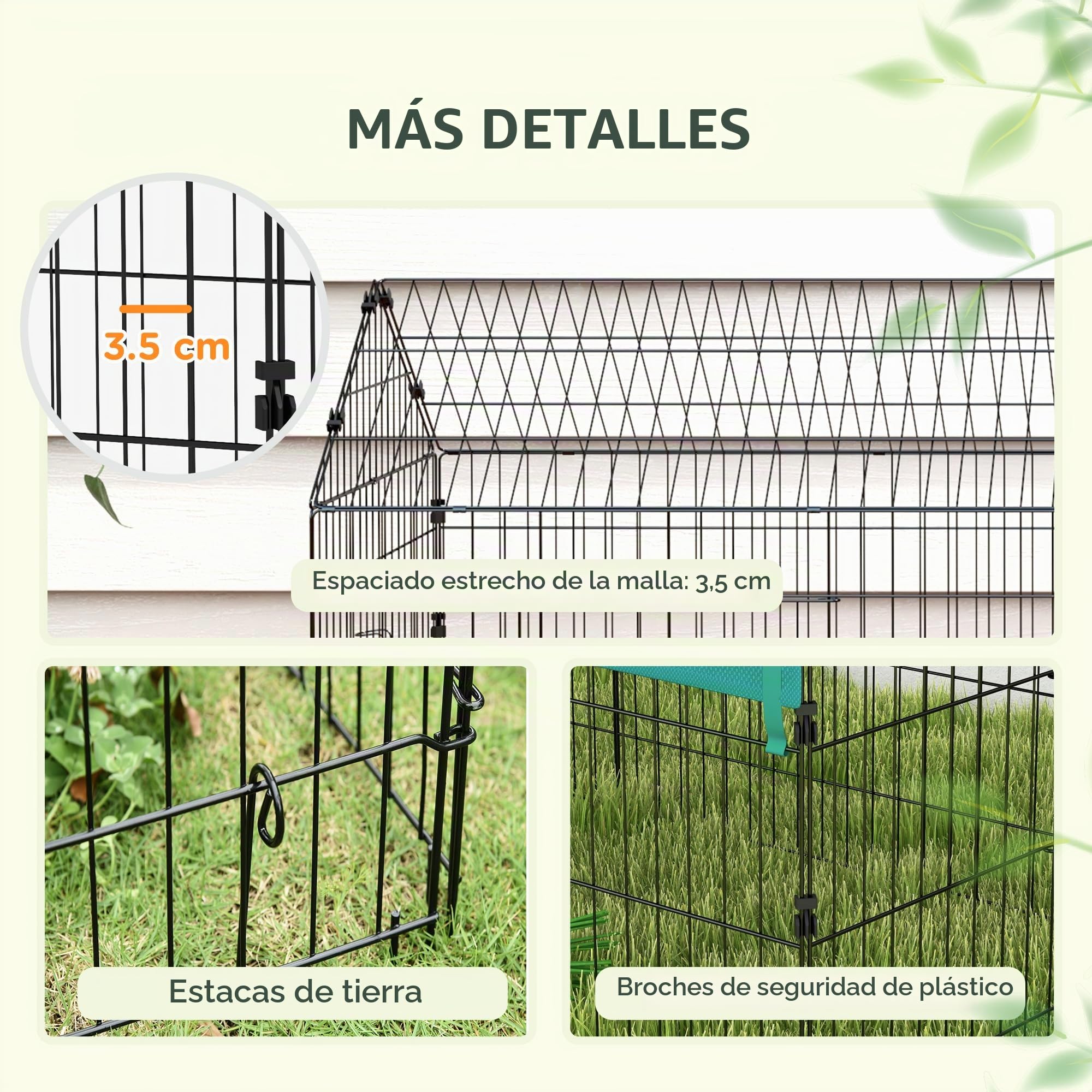 PawHut Gallinero metálico con Cubierta 87" x 34" x 41" Verde