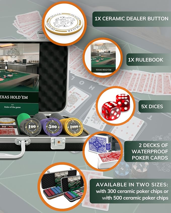 Set Profesional de Poker Silvio con 300 Fichas Cerámicas miniatura 2