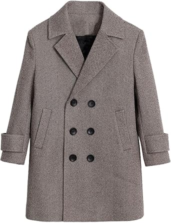 Boys Wool Trench Coat Double Breasted Dress Coats Winter Warm Windbreaker Overcoat for Kids 1-15 Years