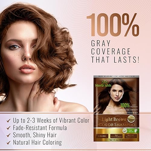 Miniatura 2 de Herbishh Champú de color para cabello gris  Champú de tinte natural para el cabello con máscara de argán  Tamaño de viaje  Colores de cabello en