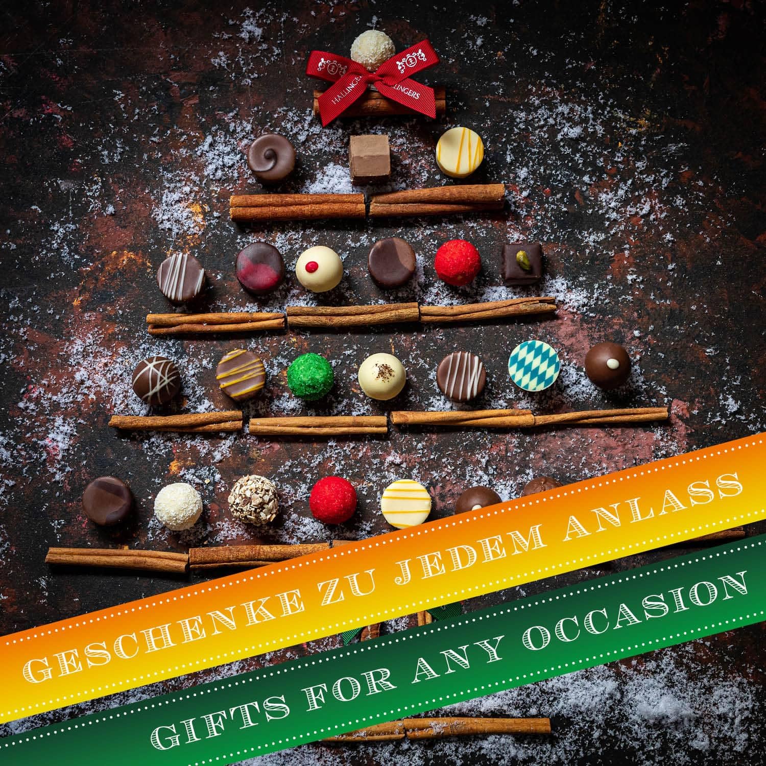 Hallingers Genuss Manufaktur Pralinen Weihnachts-Geschenk - ohne Alkohol, handmade aus Confiserie-Edelkakao in wertiger XXL-Geschenkbox "Merry Christmas...", Weihnachten für Frauen Männer