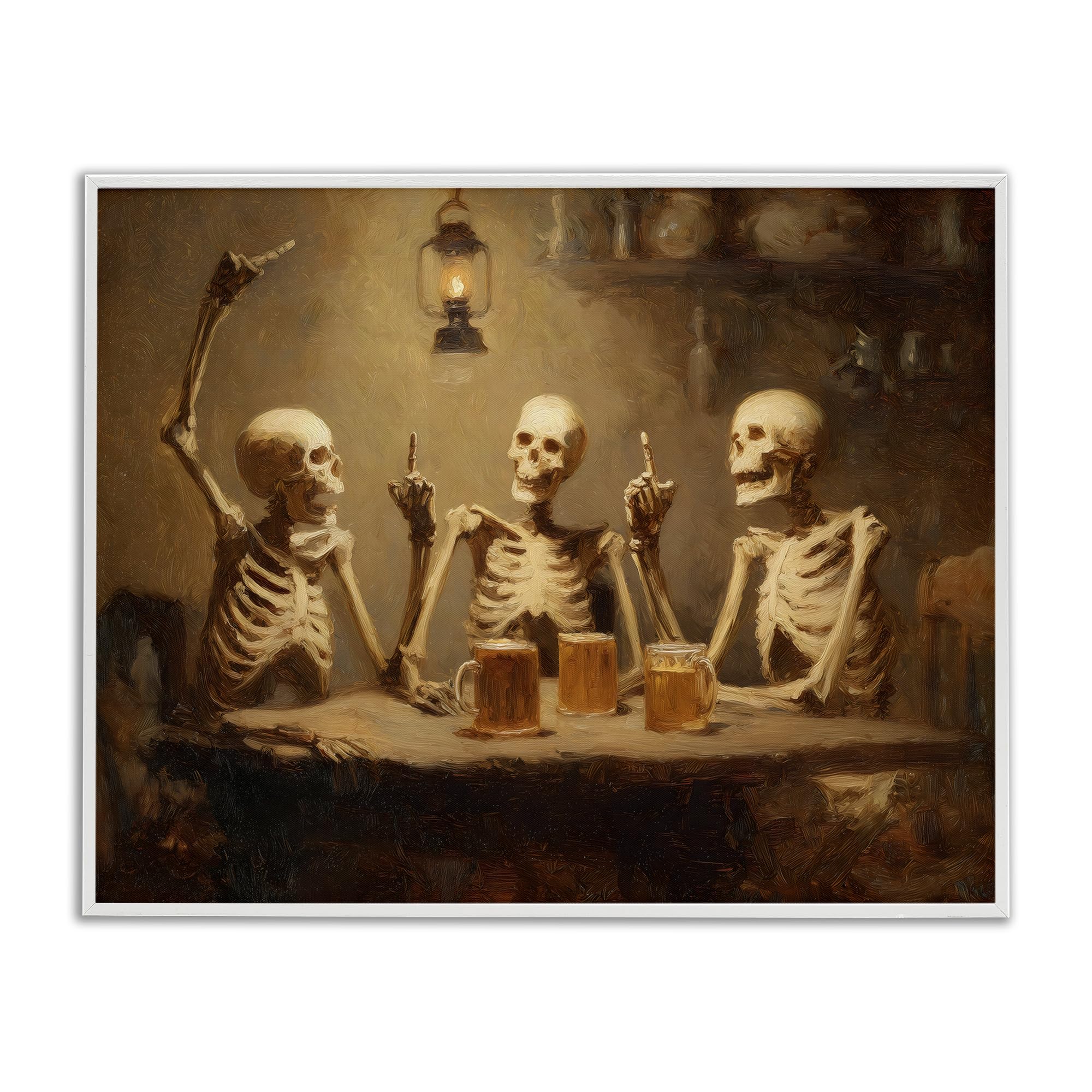 Poster Squelettes Taverne Cadre Noir Affiche Arlington Prints Stupell
