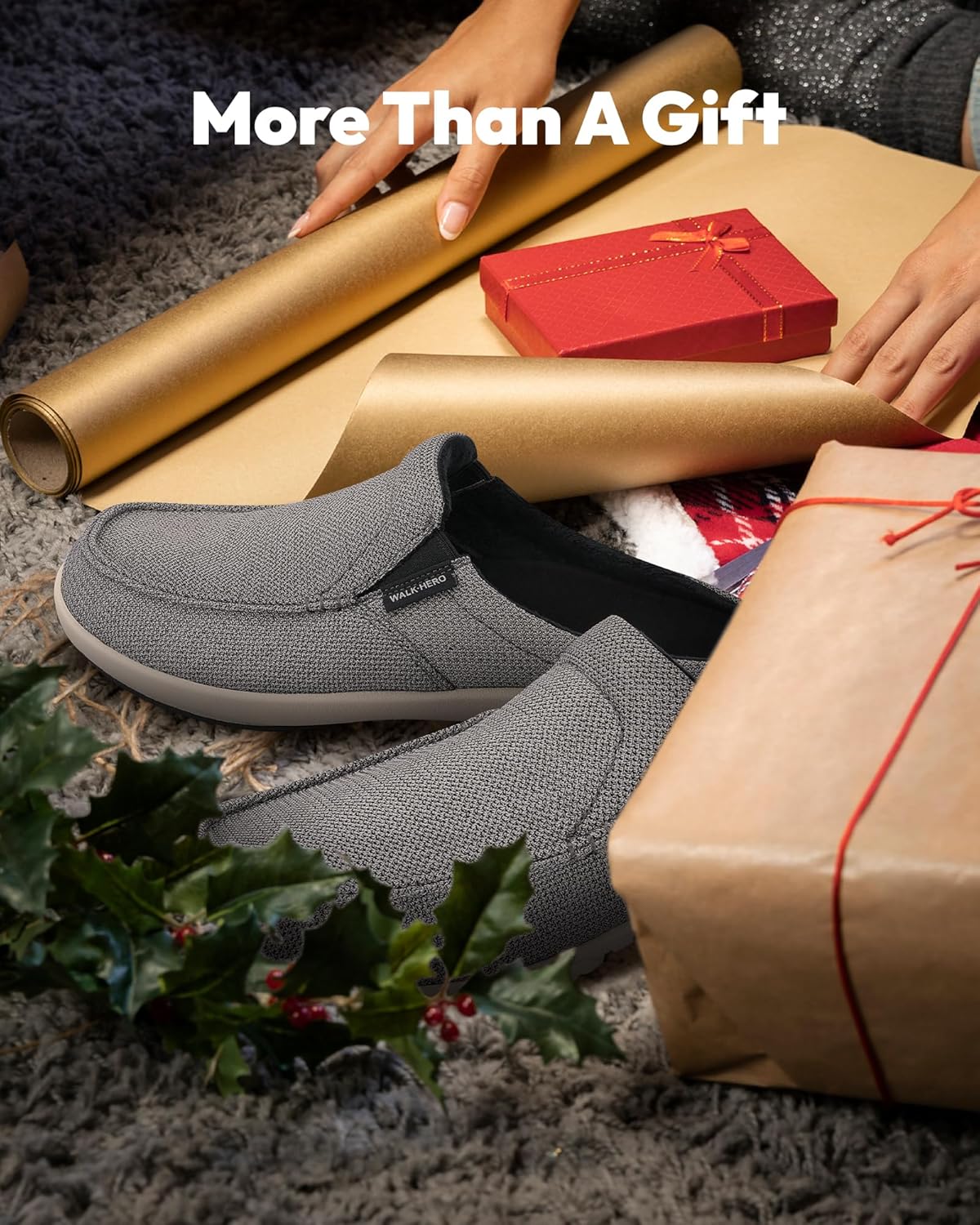 Mens Slippers with Arch Support, Breathable House Slippers for Men with Velvet Lining, Orthopedic Slip On Clog for Plantar Fasciitis, Indoor Outdoor House Shoes with Anti-Skid Rubber Sole - Image 2