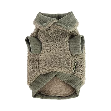 Fitwarm Vest Fuzzy Thick Sherpa Dog Coat Vest Turtleneck Sweater Puppy Winter Clothes Doggie Knitted Pet Cold Weather Clothes Doggy Pullover Jacket Cat Apparel Green Small
