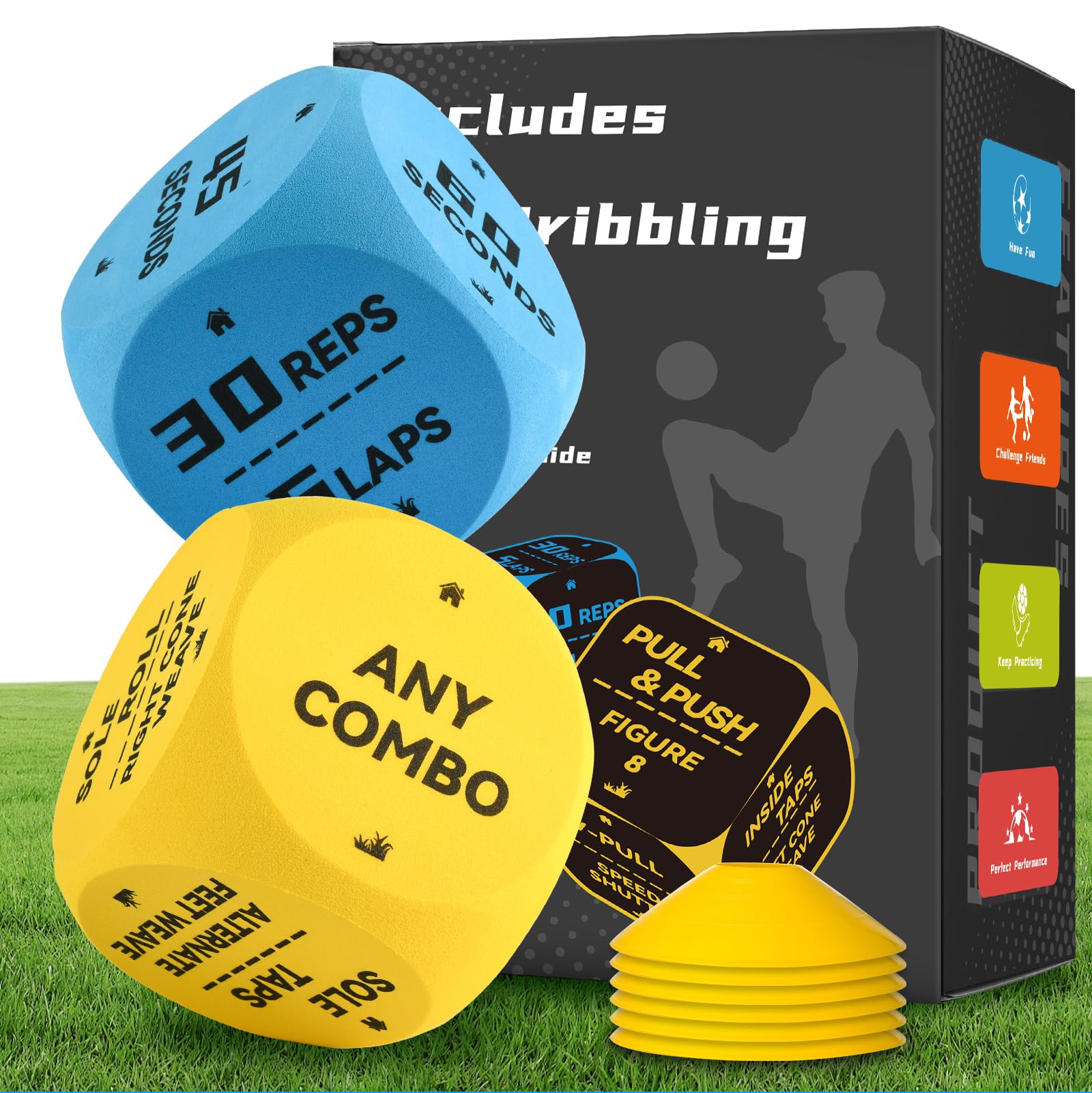 MELLBREE Football Training Equipment Large Dribbling Training Dice for Home/Field Practice Ideal Teenage Gifts for Kids 8 9 10 11 12 โ image 1