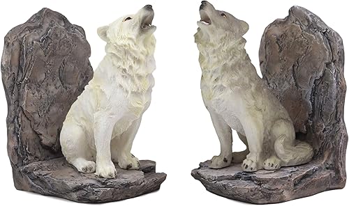 Miniatura 4 de Ebros - Juego de figuras decorativas con sujetalibros de animales de 5.5 pulgadas de alto como lobo de madera o lobo para biblioteca, estantes de