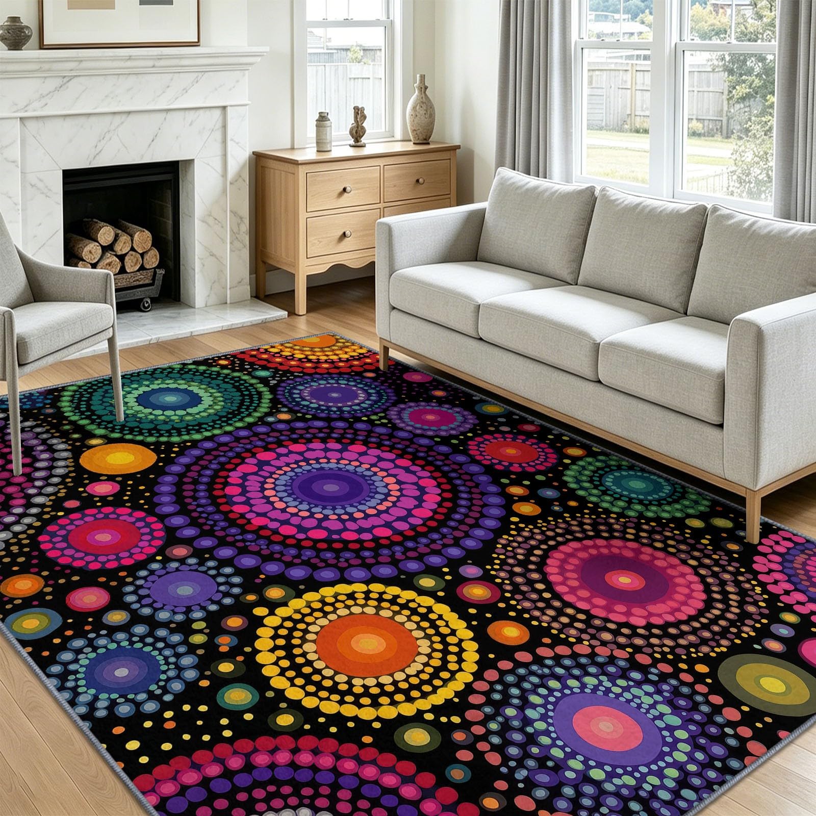 Alfombra bohemia de 60x90 cm lavable para el comedor