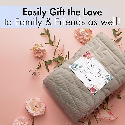 Miniatura 7 de Sacred Artisans Tapete de oración  Alfombra de oración musulmana acolchada con espuma gruesa, terciopelo suave, regalo para Ramadán (crema de seda)