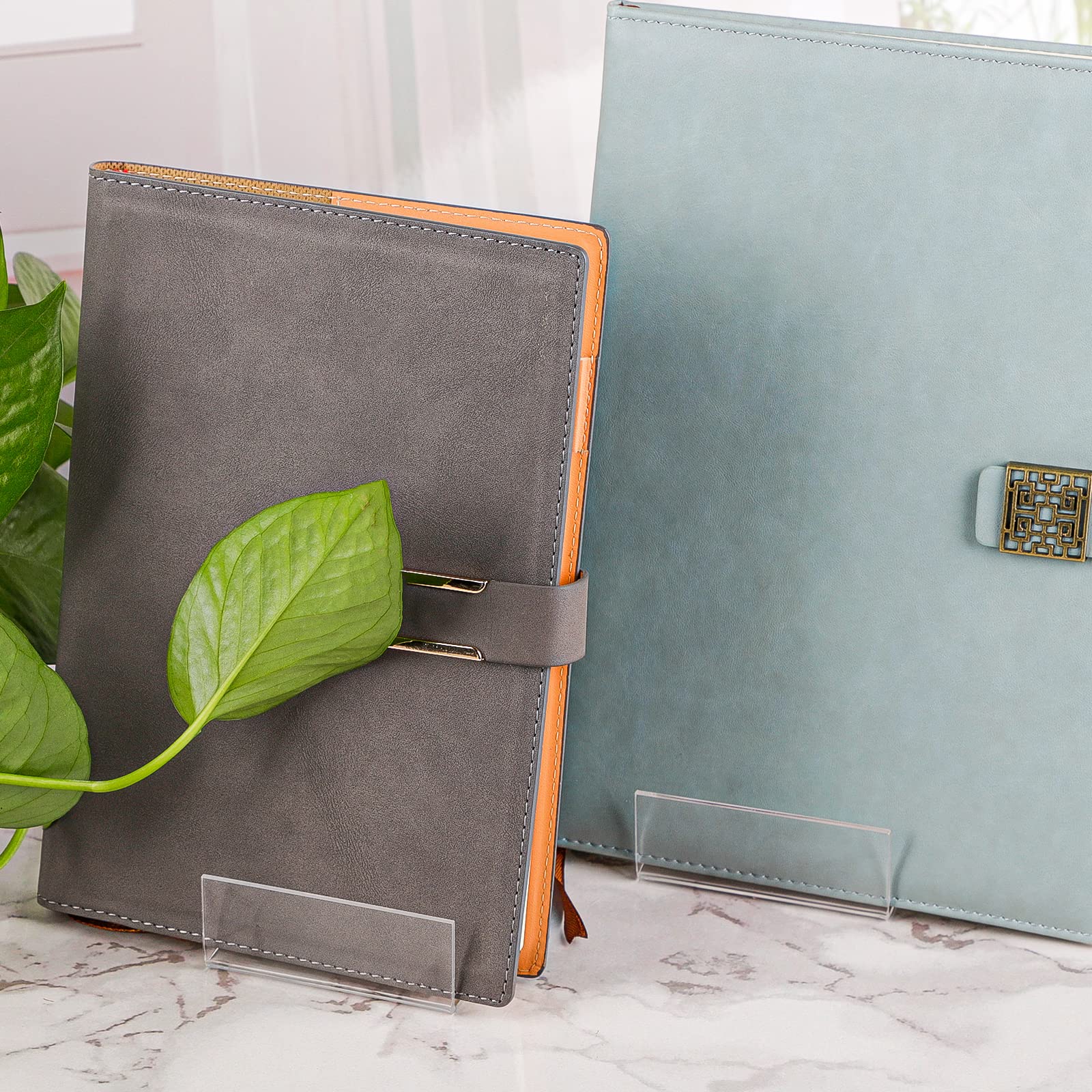 SWAWIS 20 Pezzi Fermalibri in Acrilico Trasparente da Tavolo 10,5x9x7,5 cm Supporto per Libri